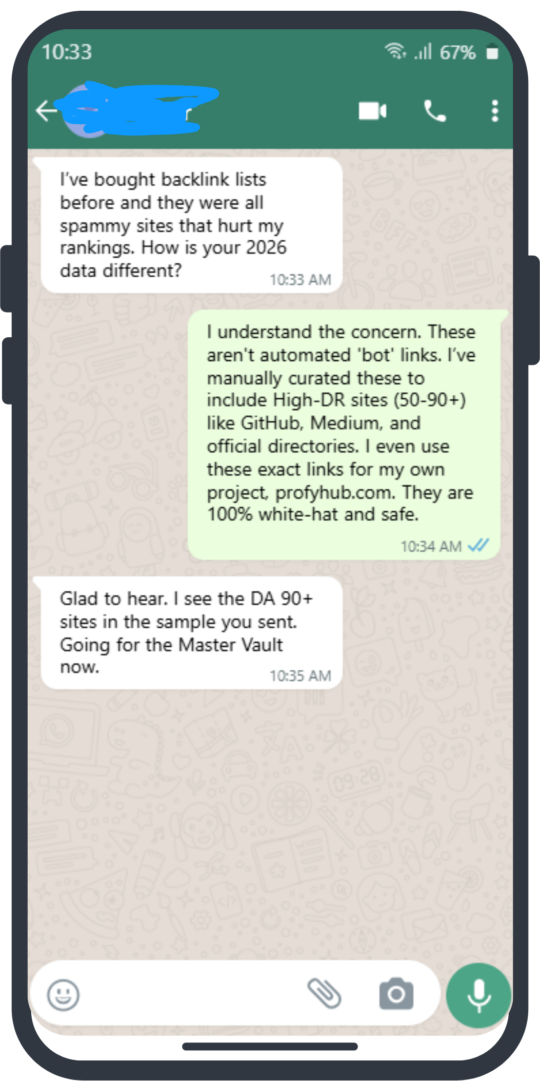 WhatsApp Chat Proof